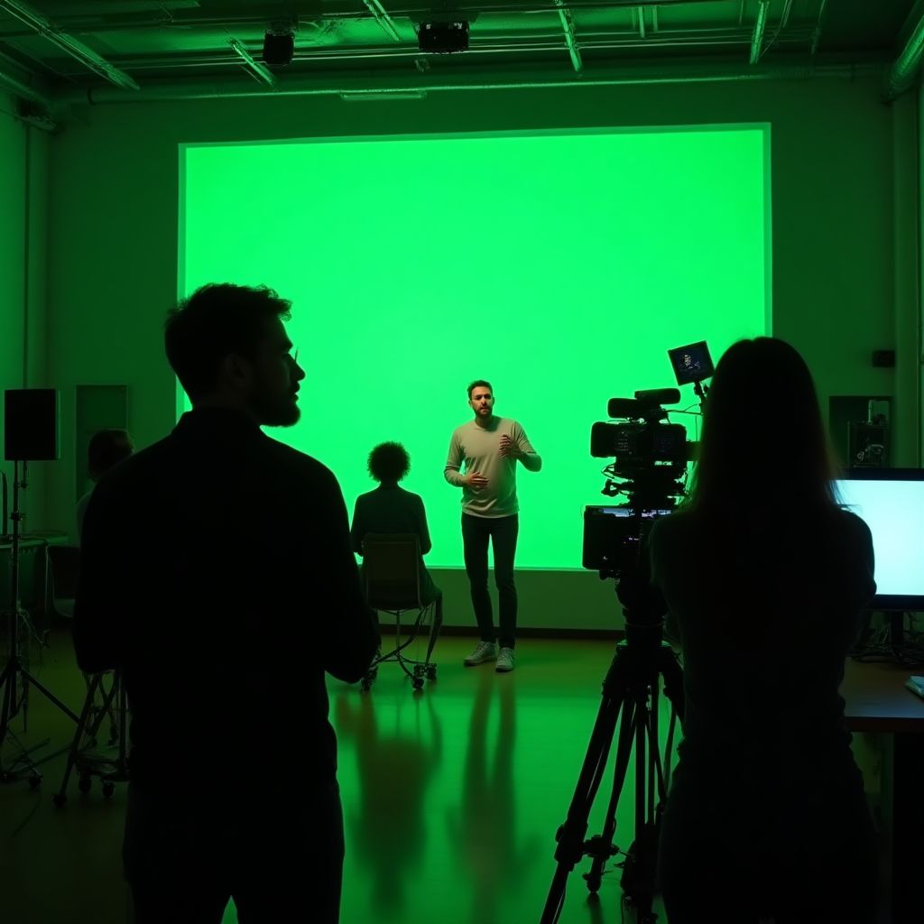 Equipo grabando curso en estudio